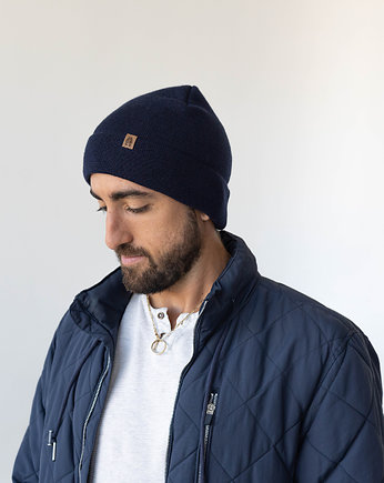 WILK - czapka 100% wełny merino- granat, KOPYTO