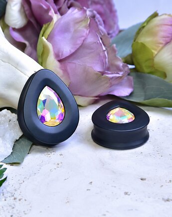Tunele do uszu łezki 10-100mm ze szklanym kryształkiem #035 paradise shine