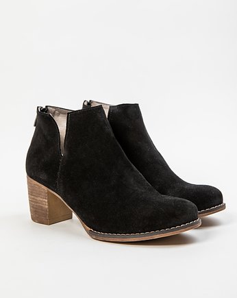 SKÓRZANE BOTKI DO KOSTKI ZAPATO 501 CZARNY WELUR, Zapato