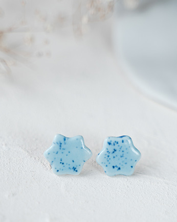 Kolczyki porcelanowe FORGET-ME-NOT, rękoczyny