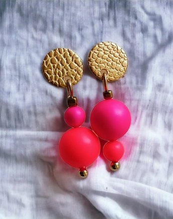 Swarovski neon pearls : asymetryczne kolczyki, kaktusia
