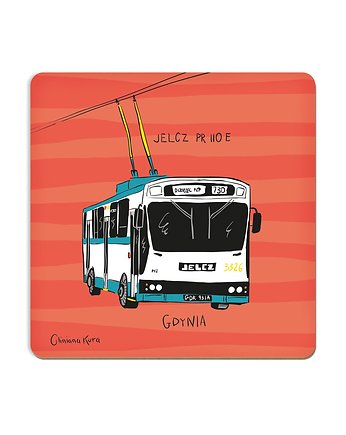 Podkładka pod kubek Gdynia Trolejbus Jelcz, Gliniana Kura