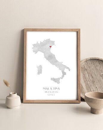 Spersonalizowany Plakat Włoch Prezent Ślub, wejustlikeprints