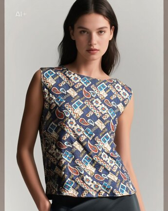 Jedwabny top ,, luksusowa mozaika", NAT FASHION ROOM