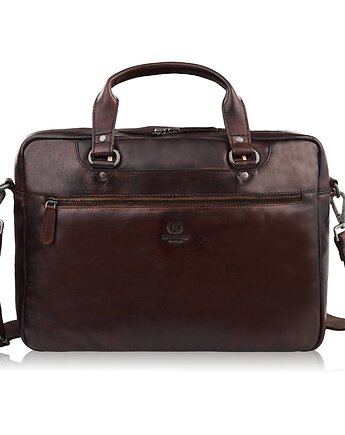 Torba męska na ramię do ręki skórzana na laptopa dokumenty A4 brązowa, Paolo Peruzzi