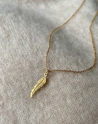 Złoty naszyjnik z piórkiem- srebro 925 pozłacane, Coccola JEWELLERY