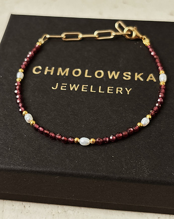 Bransoletka Granat, Perły, Chmolowska Jewellery