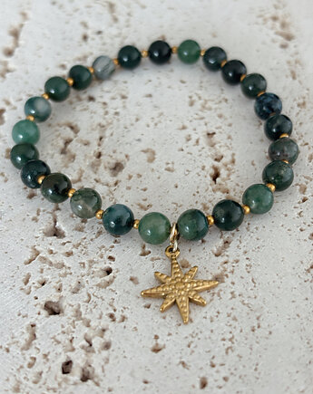 Bransoletka na gumce Agat zielony, Chmolowska Jewellery