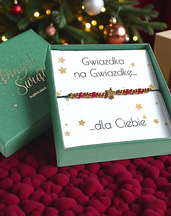 Świąteczna bransoletka - pomysł na prezent - świąteczne pudełko - RED1, kaktusia
