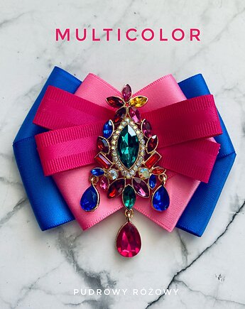 Brosza z kolekcji MULTICOLOR  z kolorowymi kryształami New, Pudrowy Różowy