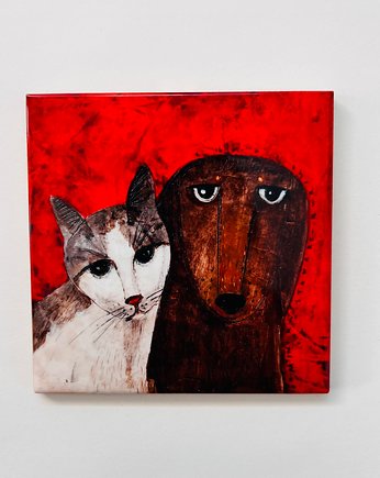 Kafle ceramiczne zwierzęta - pies i kot, KAFLA