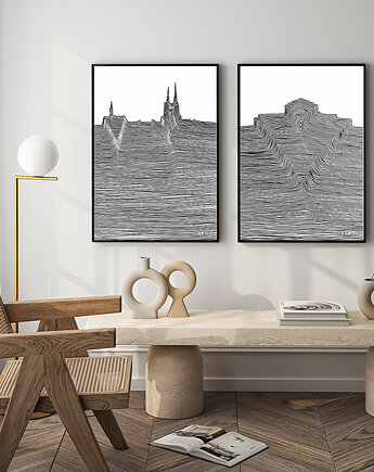 Wrocław / Ostrów Tumski i Hala Stulecia  / zestaw 2 grafik, Jola Regeńczuk Art