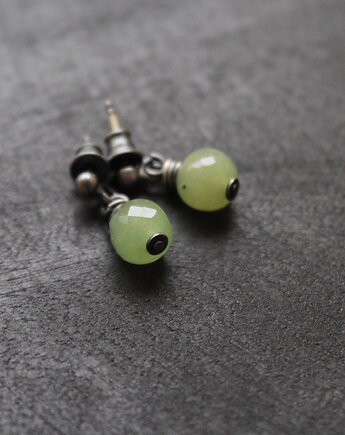 Kolczyki prehnity w srebrnym kołnierzu, fado