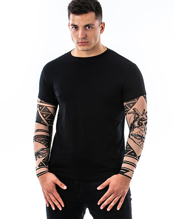 Czarny t-shirt męski z tatuażem Geometric Heart, dirrtytown clothing