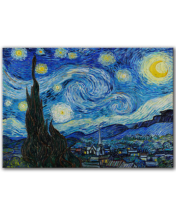 Obraz na płótnie - 100x70 cm Van Gogh - Gwiaździsta noc (1-0526), raspberryEM