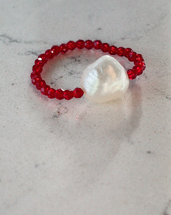 Pierścionek elastyczny z agatem czerwonym, Chmolowska Jewellery