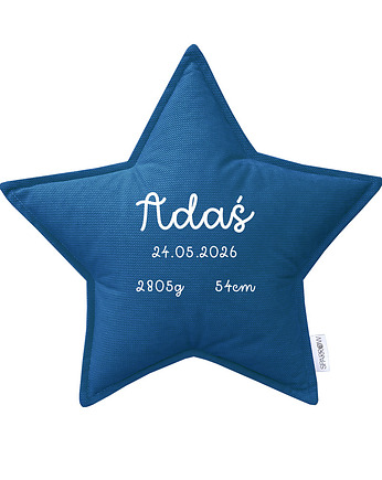Poduszka gwiazdka personalizowana metryczka imię dziecka OCEAN BLUE, SPARROW