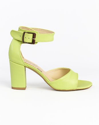 SANDAŁKI NA SŁUPKU - SKÓRA NATURALNA - MODEL 348 - PISTACJOWY, Zapato
