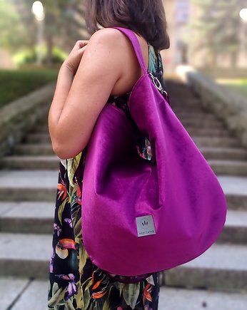 Torba worek z wodoodpornego weluru Magenta, sabi tatka