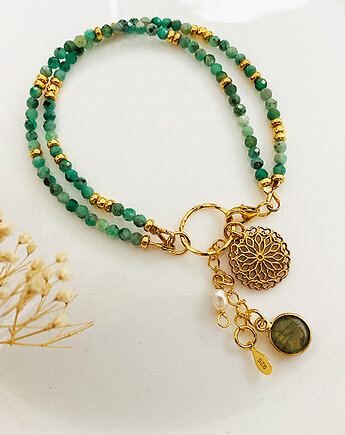 Bransoletka SZMARAGDY, kamienie naturalne, Anemon Atelier
