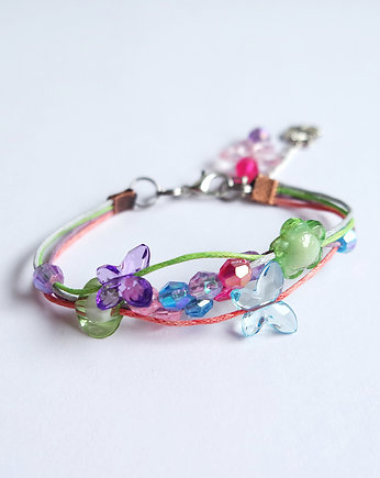 Bransoletka - Kolorowe motyle 4 - sznureczki, yenoo