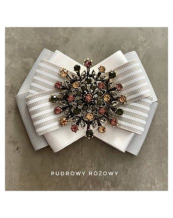 Brosza Exclusive z ażurową ozdobą z kryształkami NEW, Pudrowy Różowy
