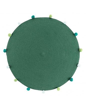 Dywan Okrągły Dywanik Okrągły z Pomponami Rotondo Zielony 90 cm, MIA home