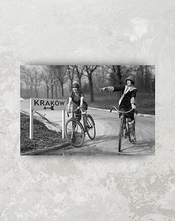 Plakat Vintage Prostokąt I Dziewczyny na Rowerach, Galeria LueLue