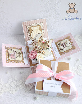 Exploding box chrzest roczek "Vintage Girl", Lulaczkowo