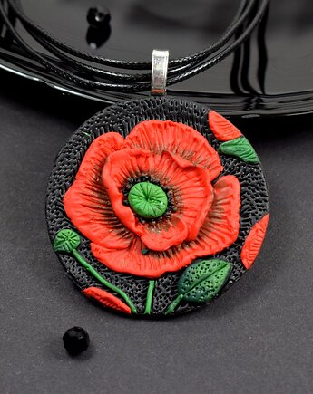 Naszyjnik "czerwony mak", Pracownia Kameleon
