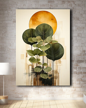 Tropikalne liście - Obraz na płótnie - Druk, Blejtrama - Loft, Minimalizm #13, Black Sapphire Art