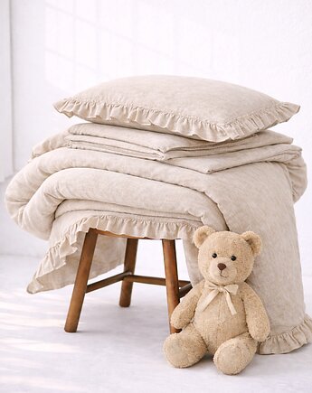 Lniana pościel dziecięca z falbanką - naturalny, Linen House