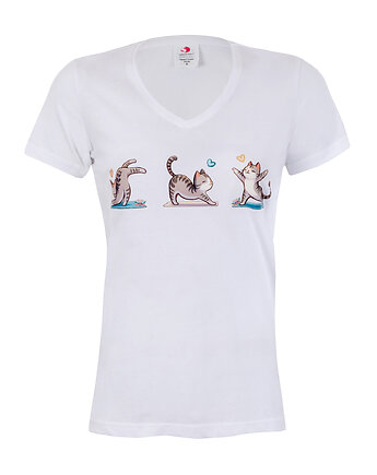 Bluzka t-shirt jogowe kotki biała, Ella Dora
