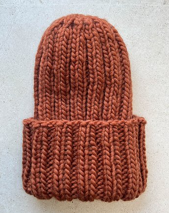 Zimowa czapka Buran  100% wełna z Peru jesienne liscie, Made by Jaga