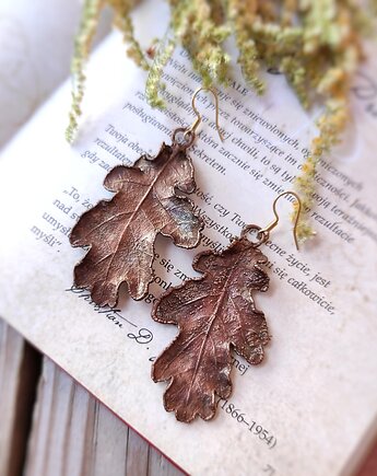 Liście dębu II kolczyki miedziane, Treemasters Copper Jewelry