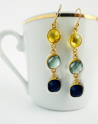 HAPPY SPRING - kolczyki kamienie szlachetne srebro pozłacane, Anemon Atelier