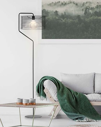 Czarna lampa stojąca do salonu w stylu industrialnym TOMAR LOFT, lampy loftowe LYSNE LOFT