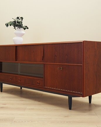 Sideboard tekowy, duński design, lata 70, produkcja: Dania, Przetwory design