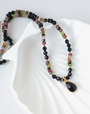 Naszyjnik z kamieni naturalnych: turmalin, spinel, MYNESS