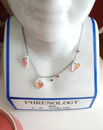 Kolia w kwiaty + rubiny, biżuteria z talerzy