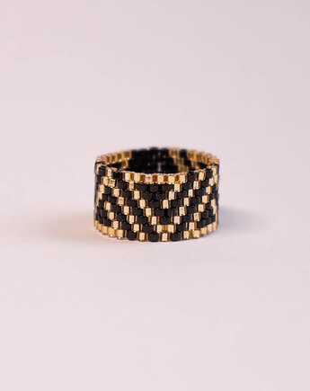 Pierścionek ze szklanych koralików, Flow handmade