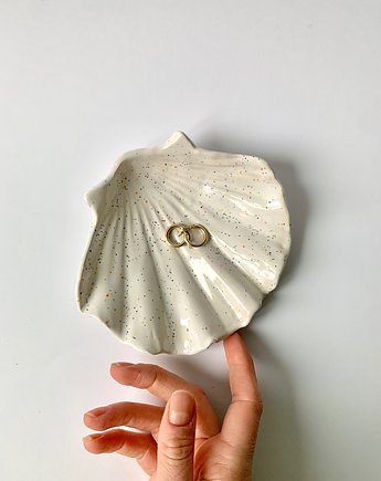 Ceramiczna Muszla Muszelka Skarbiec na Biżuterię w Kolorowe Ciapki, OKAZJE - Prezent na Walentynki