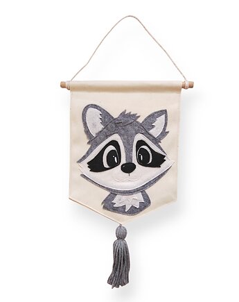 Flaga dekoracyjna handmade z szopem , leśna ozdoba pokoju dziecka, By Mamusia
