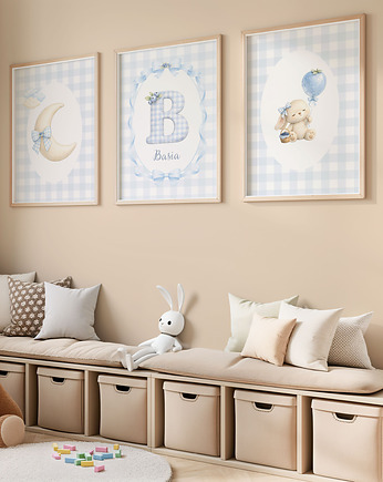 Zestaw 3 plakatów dla dziewczynki -BŁĘKIT, Kreatywne printy