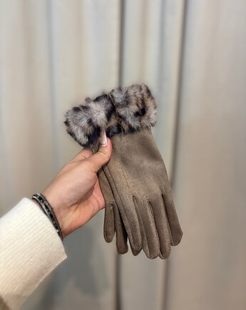Rękawiczki zamszowe Leopardo Fango, SOLO moda
