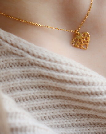 Naszyjnik ażurowe serduszko srebro 925 pozłacane, Coccola JEWELLERY
