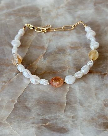 Bransoletka damska Cytryn i Perły, Chmolowska Jewellery