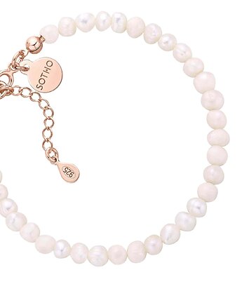 Bransoletka z pereł naturalnych wykończona różowym złotem, SOTHO