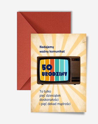 Kartka urodzinowa na 50-tkę, styl vintage, dla mężczyzny, DODUMU