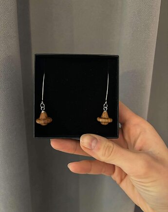 Kolczyki drewniane Whisky, Jędzior Jewellery